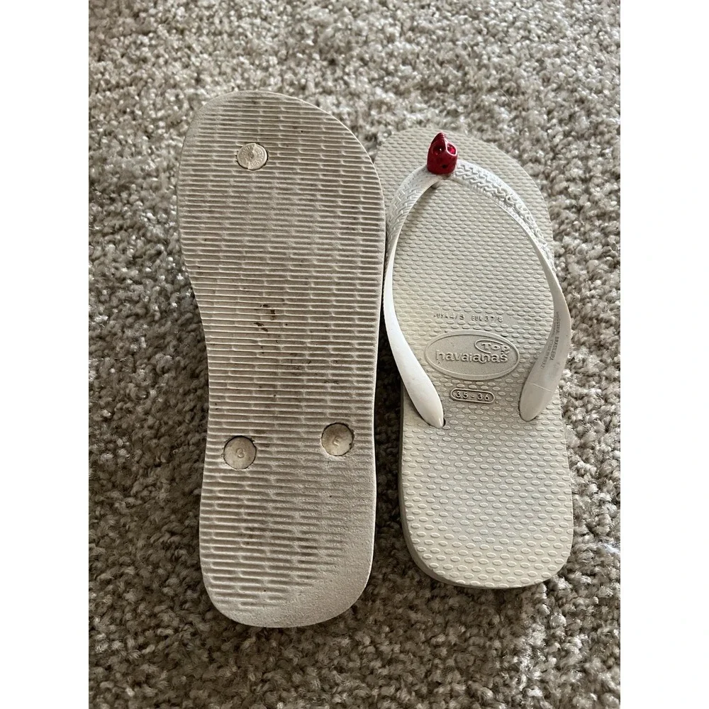 Havaianas Flip flop White With‎ Red Skull Charm Crystal Eyes Eur 37